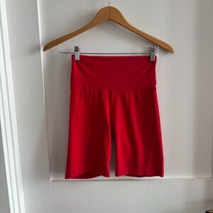 Red Women's knit high waist Bike Shorts